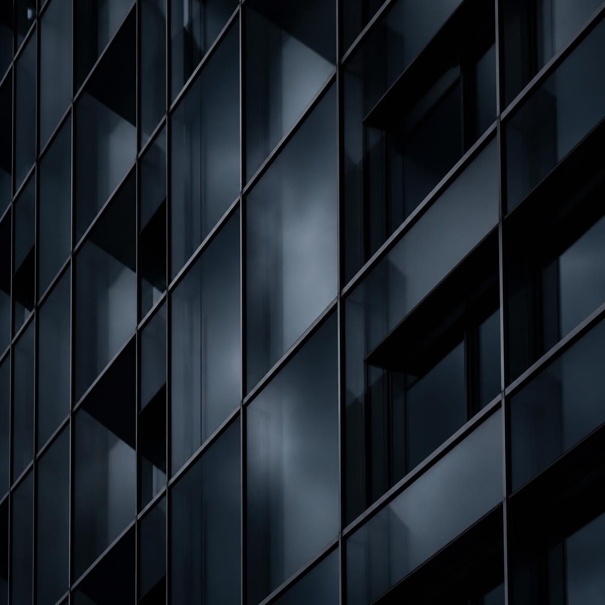 Abstract detail of a glass and steel facade